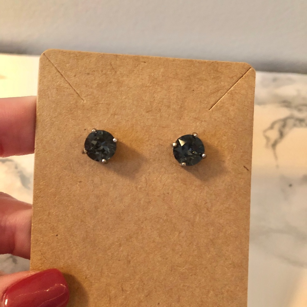 Black Glass Stud Earrings